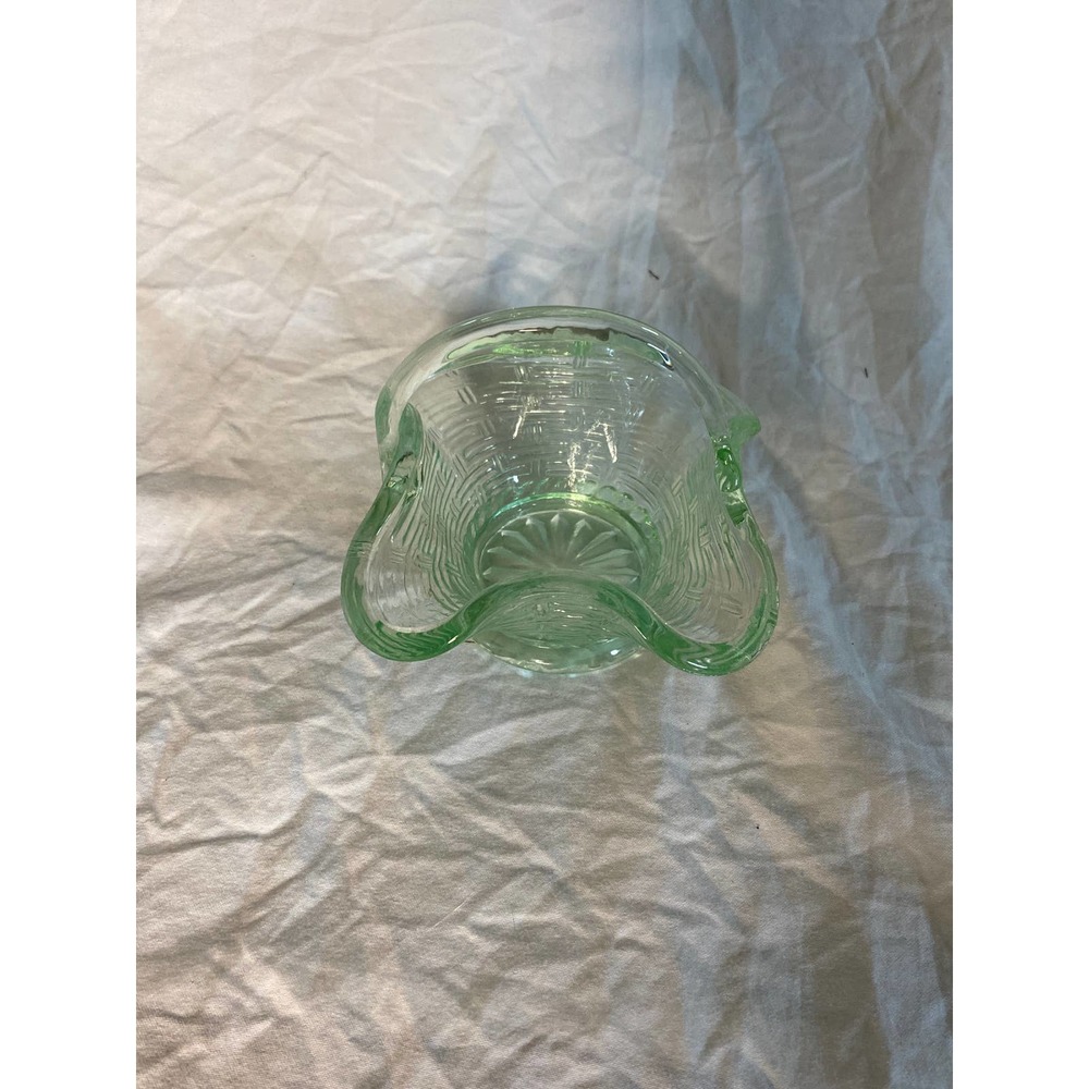 Green Depression Glass Basket